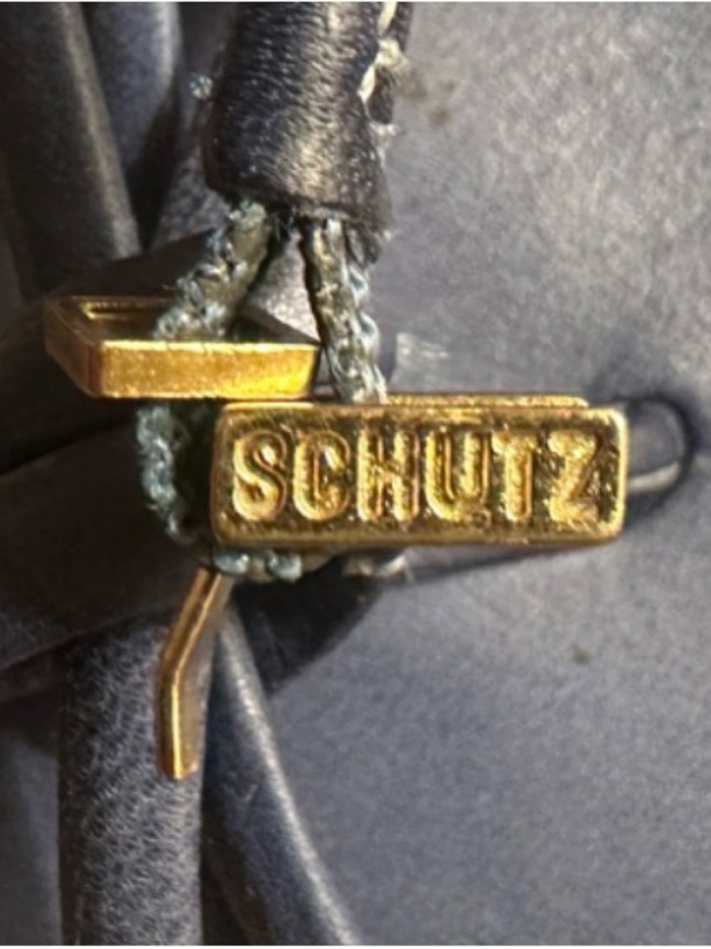 SCHUTZ Navy Pointed Lace-Up Heels with Tan Trim leather - Picture 2 of 7